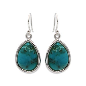 silver earring,Turquoise stone earring, genuine Turquoise stone, teardrop earring, earring for woman,gift for her, gemstone earring,handmade