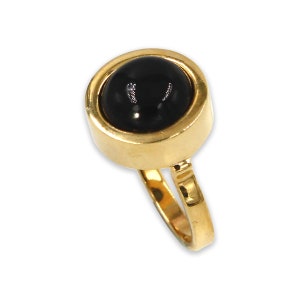 14K gold plated Onyx ring, gemstone ring, woman ring, gift for her, natural Onyx, handmade jewelry, onyx jewelry, round ring, statement ring
