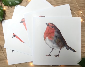 Robin Five Pack of Cards / Robin Christmas Cards / Robin Greetings Cards / Blank Cards