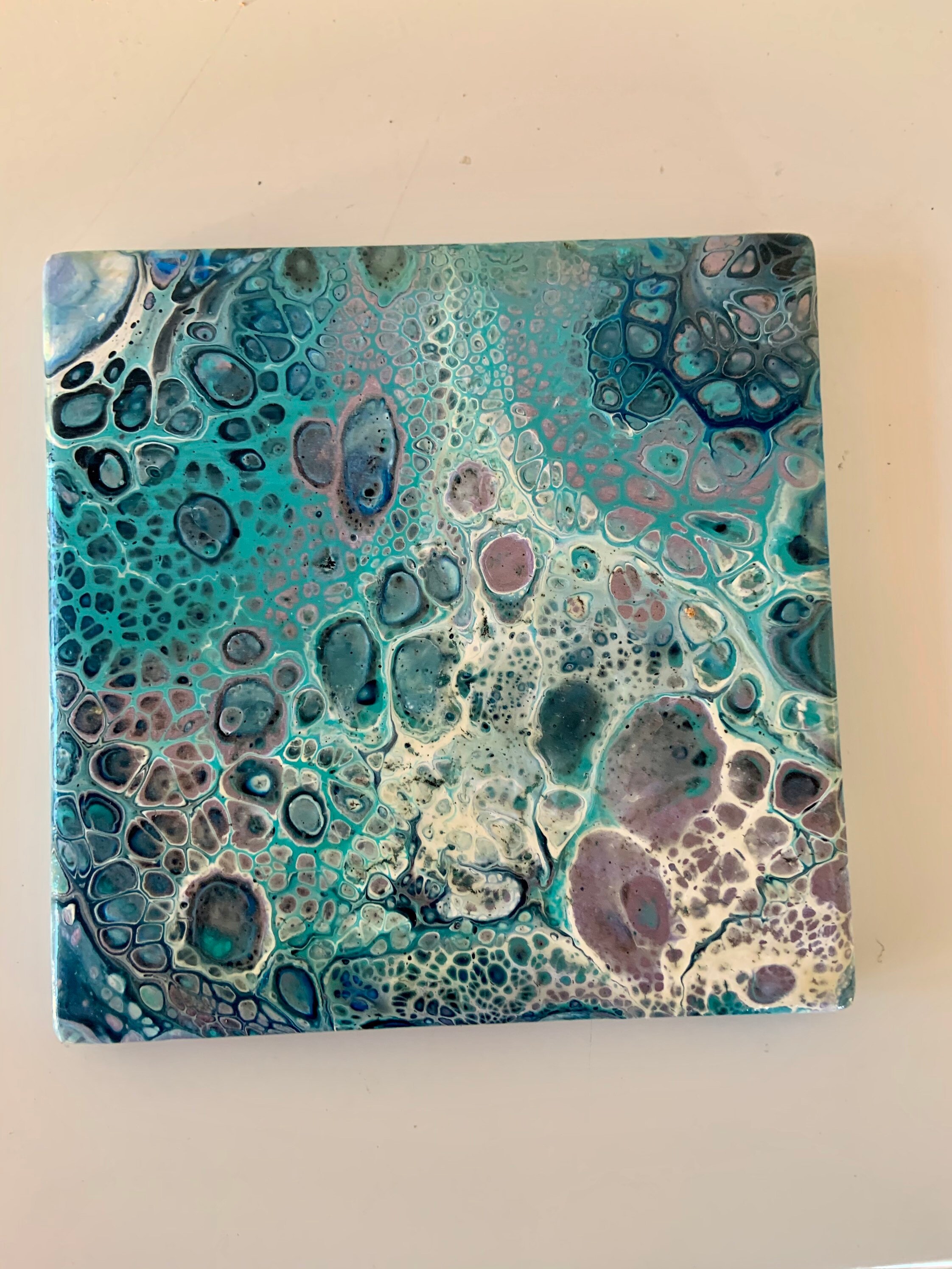 Set of Four Acrylic Pour Coasters Etsy