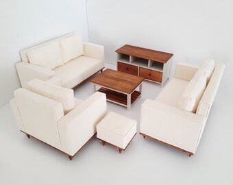 1:12 DOLLHOUSE MINIATURE FURNITURE FLORAL SOFA COUCH LIVING ROOM DECOR TOY FADDI