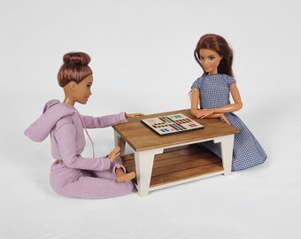 1:6 Scale Doll Miniature Table. Dollhouse Furniture Wood Coffee Table