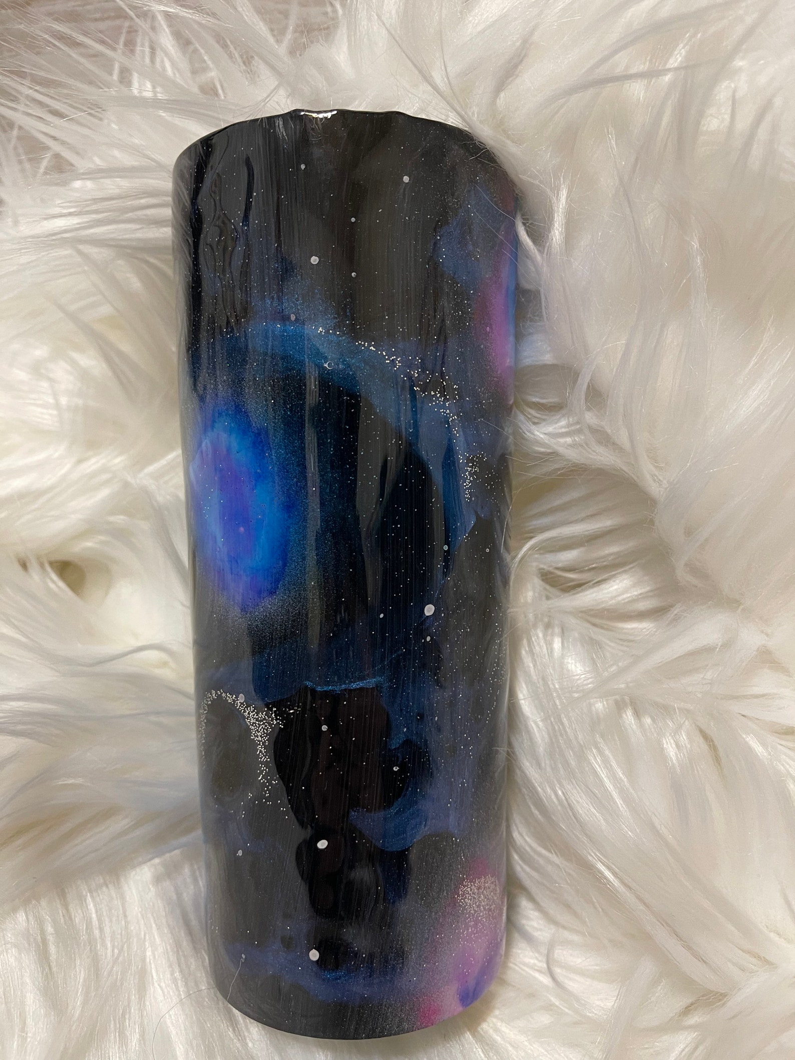 Galaxy epoxy resin tumbler sky purple and black alcohol ink Etsy