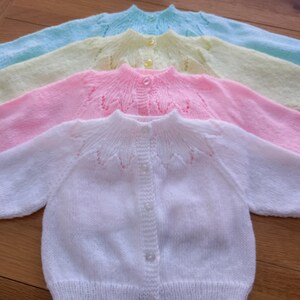 Handknitted Baby Cardigan, NB - 3m, various colours