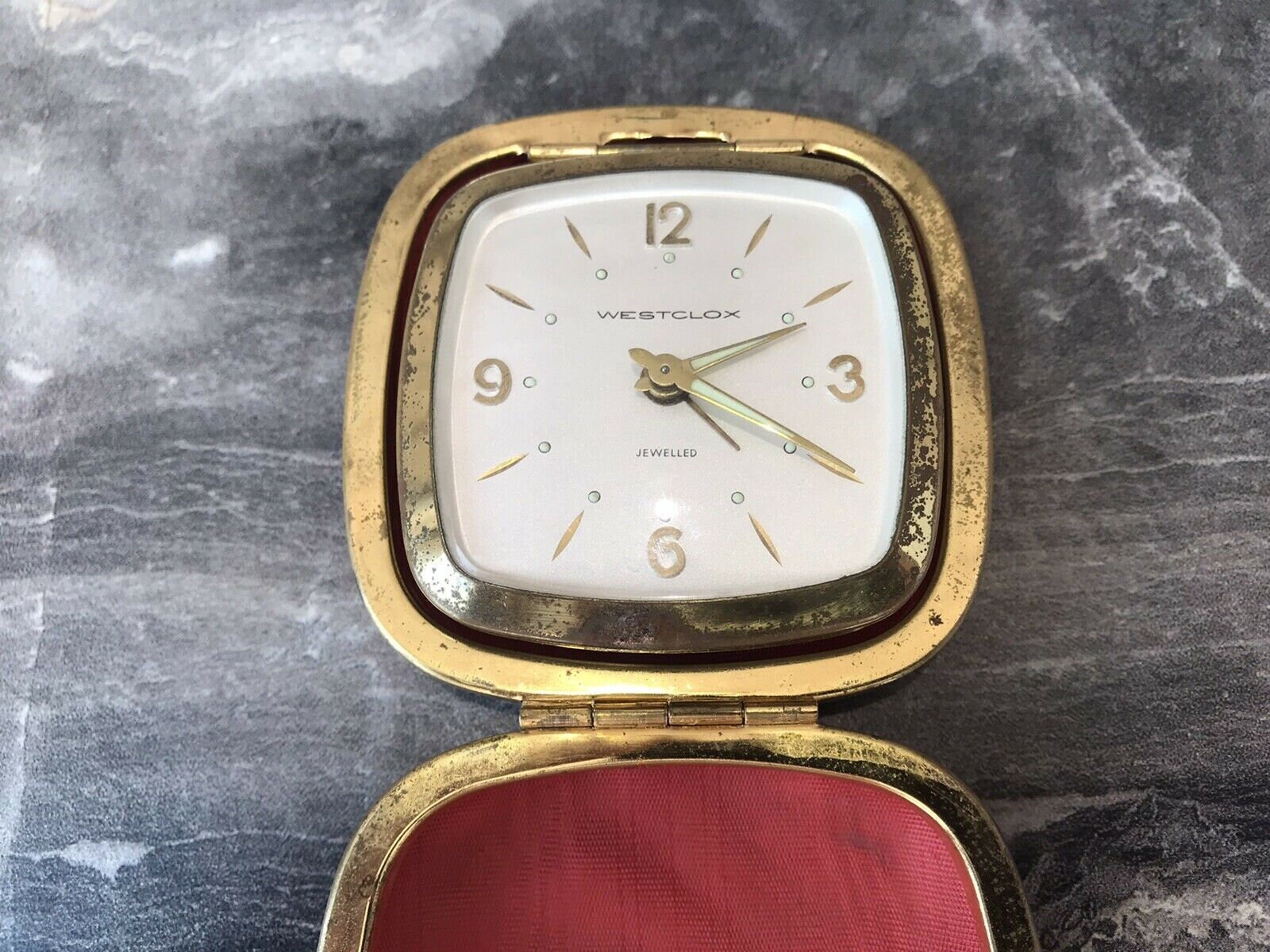 Vintage Travel Alarm Clock WESTCLOX Germany 1950s Red Leather Etsy