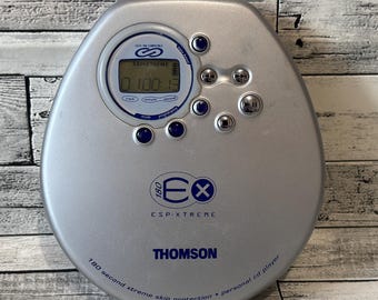 Vintage Thomson Discman: 90s Silver Portable CD Player