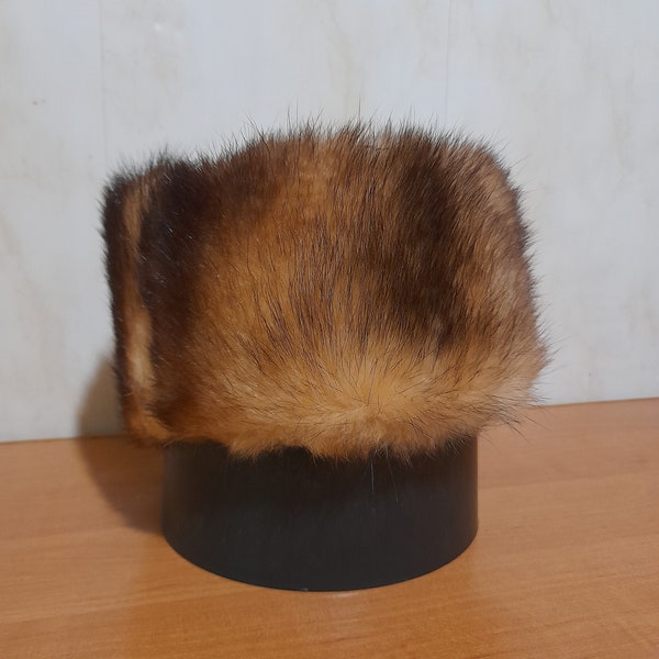 Men's hat. Rare vintage 80s. Brown winter hat. Natural fur. Retro accessories. Made in USSR. Natural fur. Fur hat. Gift to him.