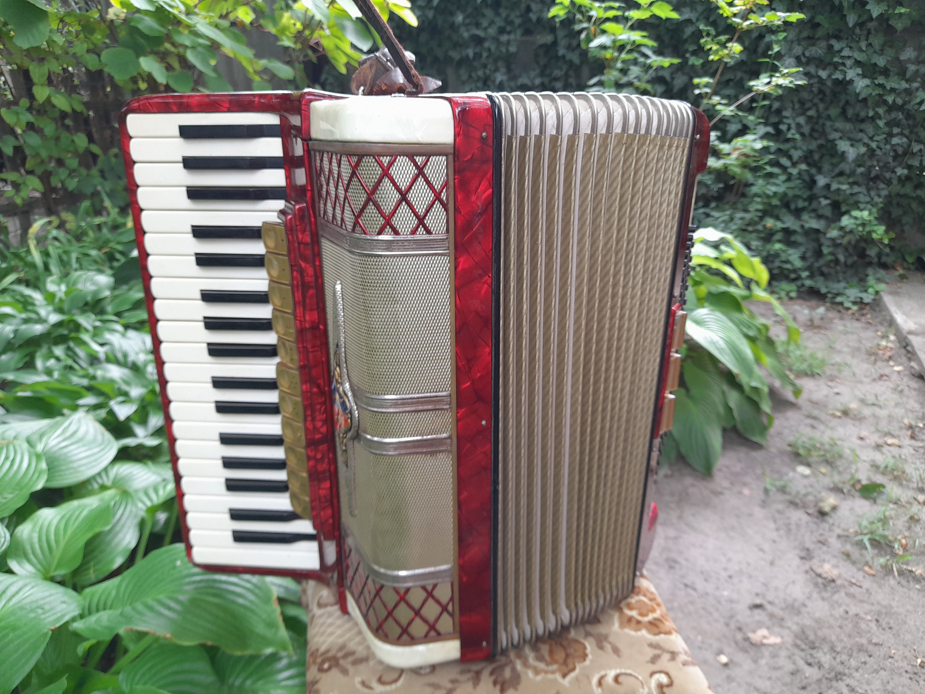 ヴィンテージ レッド バルカロール アコーディオン：96 ベース、37