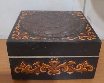 Vintage Handcrafted Wooden Jewelry Box: Rustic Boho Decor