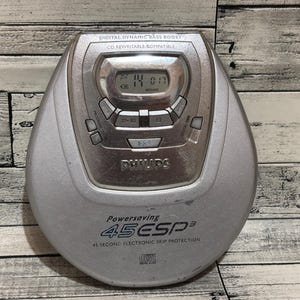 Vintage Philips CD Player 45ESP, Portable Discman with Bass Boost, 90s Retro Audio Player, CD-RW Compatible
