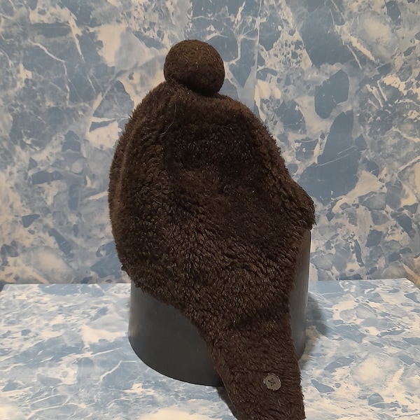 Children's hat. Rare vintage 80s. Brown winter hat. natural fur. retro accessories. Made in USSR. natural fur. fur hat. gift for him.