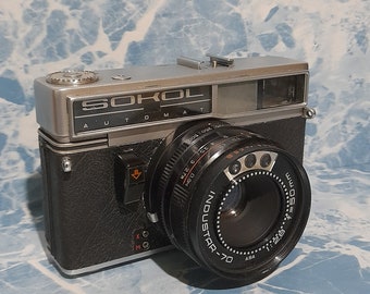 Sokol Automat Film Camera, Soviet Rangefinder With Industar-70
