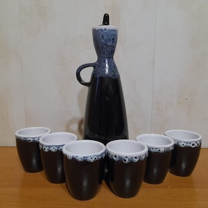Vintage USSR Ceramic Decanter Set: Barware Drinking Set 1+6