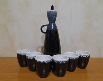 Vintage USSR Ceramic Decanter Set: Barware Drinking Set 1+6