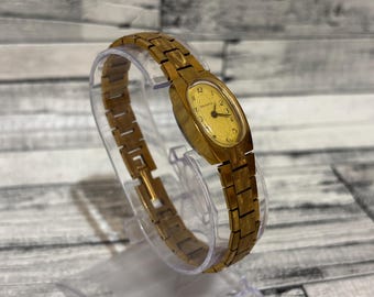 Vintage Vympel Ladies Watch: Gold-Tone USSR Mechanical Watch