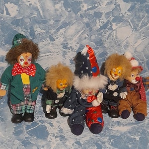 Vintage Porcelain Clown Doll Set: 80s Circus Decor