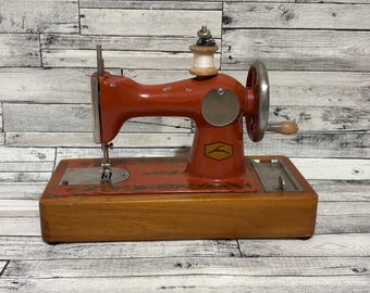 Vintage USSR Toy Sewing Machine: 1970s Red Metal Collectible