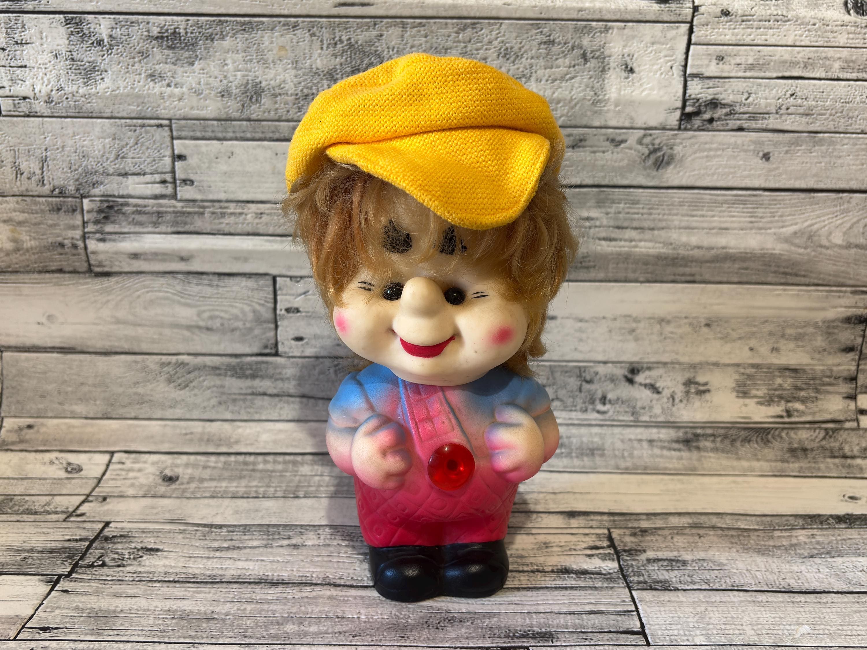 Vintage Boy Doll: 80s Rubber Figurine With Yellow Cap - Etsy