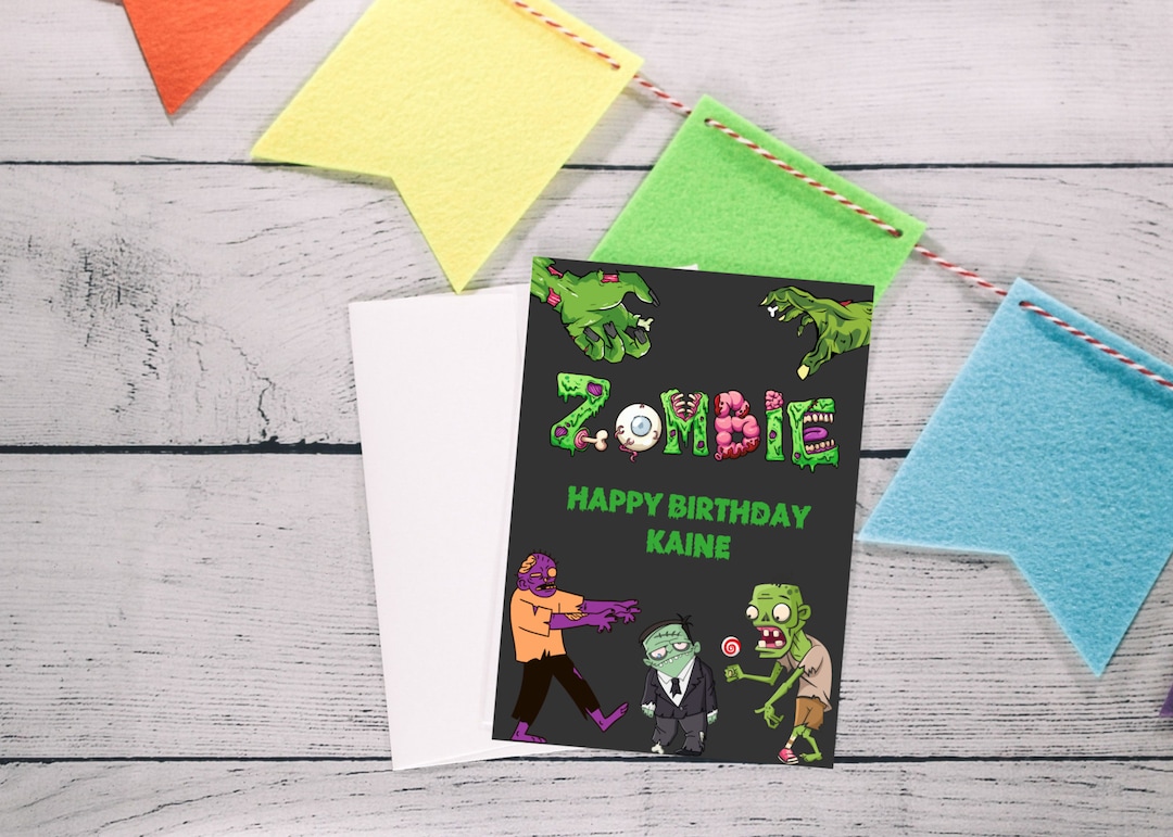 Zombie Birthday Card Etsy