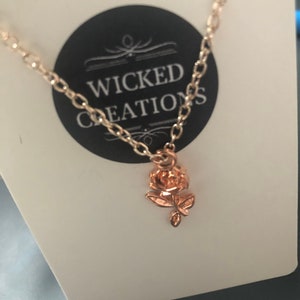 Flower and Stem Rose Gold Necklace