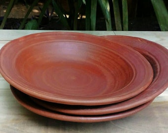 Terracotta Unglazed Plates (3 Pieces Set).