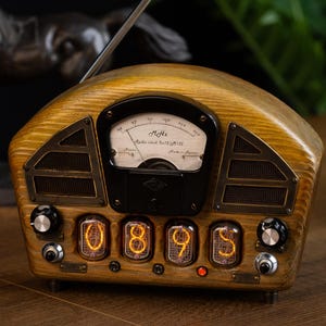Rare handmade clock radio nixie Tube in-12 clock handmade Radio vintage loft gift home clock tube retro desk clock