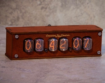 Nixie Tube Uhr IN-12 Röhren Handmade Retro Decor Art Vintage Tischuhr Uhr Premium Leuchtreklame / stilvolle Geschenkidee personalisiert/9