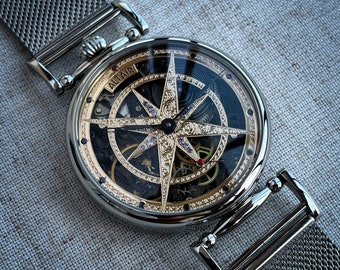 Matrimonio Vintage Molnija esqueleto Sirius reloj grande, reloj tallado a mano personalizado raro, reloj soviético, reloj grande de los hombres, regalo para él, hecho a mano