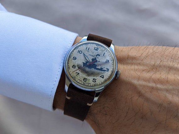RARE Unique Wrist watch POBEDA Handmade rarity di… - image 3