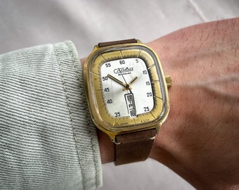 Seltene Armbanduhr Slava Kühlschrank / Herren Vintage UdSSR sowjetische / mechanische alte Uhr / antike einzigartige Rarität Sammler Uhr / Geschenk für ihn /