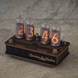 Nixie tube clock include IN-14 tubes handmade retro decor art Vintage Table Clock watch premium neon sign /stylish gift idea personalised/12