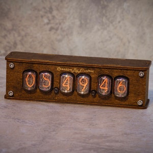 Nixie tube clock include IN-12 tubes handmade retro decor art Vintage Table Clock Tube premium neon sign stylish gift idea personalised 10