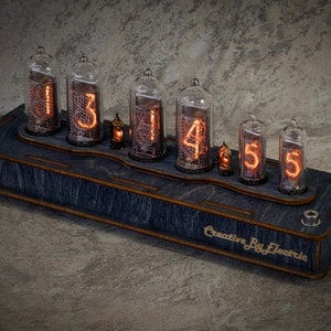 Nixie tube clock include IN-14-16 tubes handmade retro decor art Vintage Table Clock premium neon sign-stylish gift idea personalised