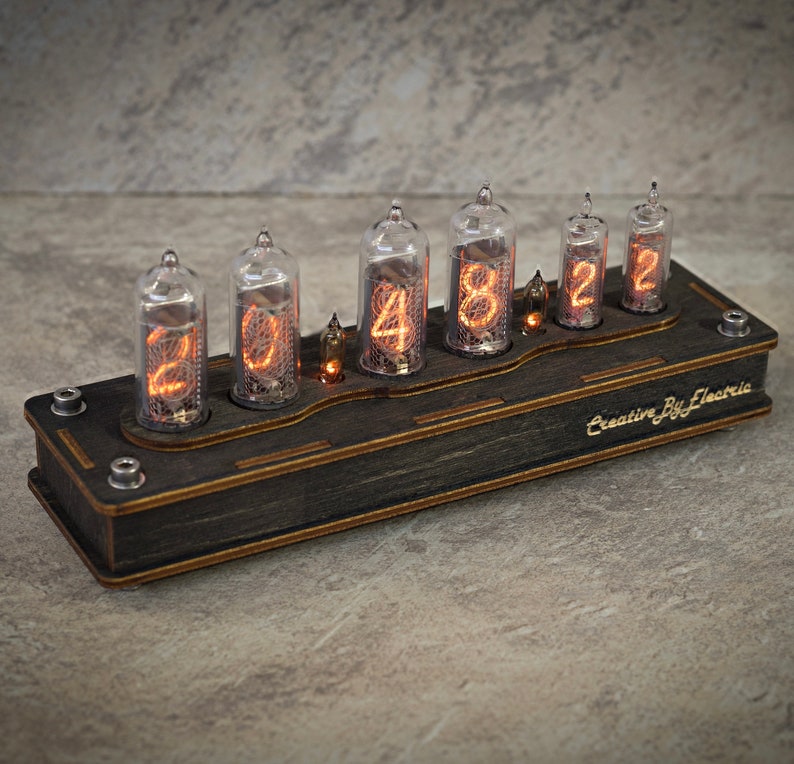 Nixie tube clock include IN-14/16 tubes handmade retro decor art Vintage Table Clock watch premium neon sign/stylish gift idea personalised image 3