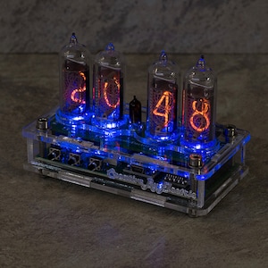 Unique Nixie Tube Clock – Cool Gift for Tech Lover – Vintage Glow Desk Clock – Steampunk Home Decor