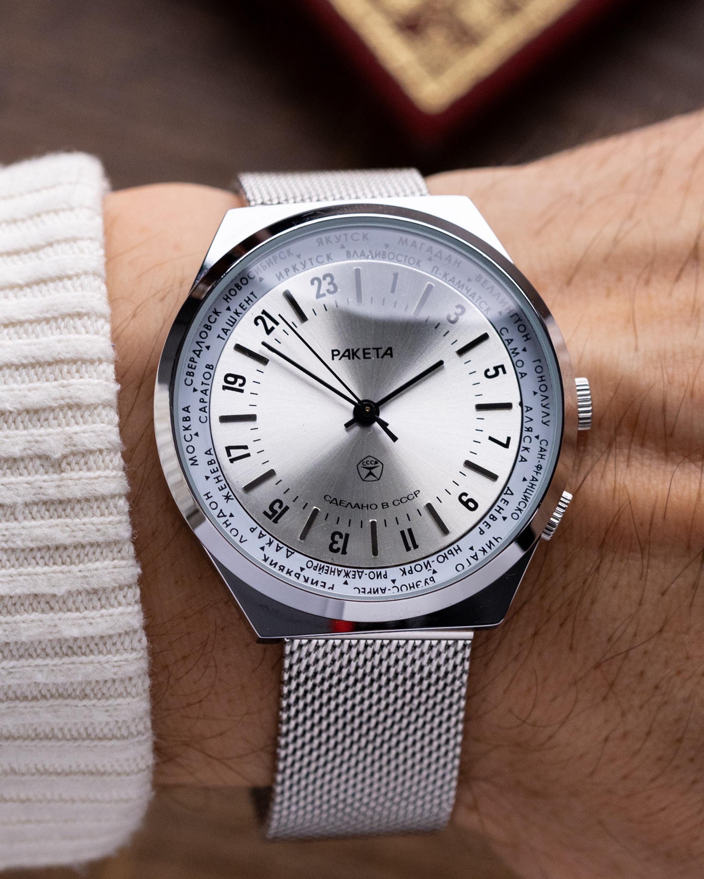 PAKETA パケタ手巻きホワイトミリタリー24時間計
