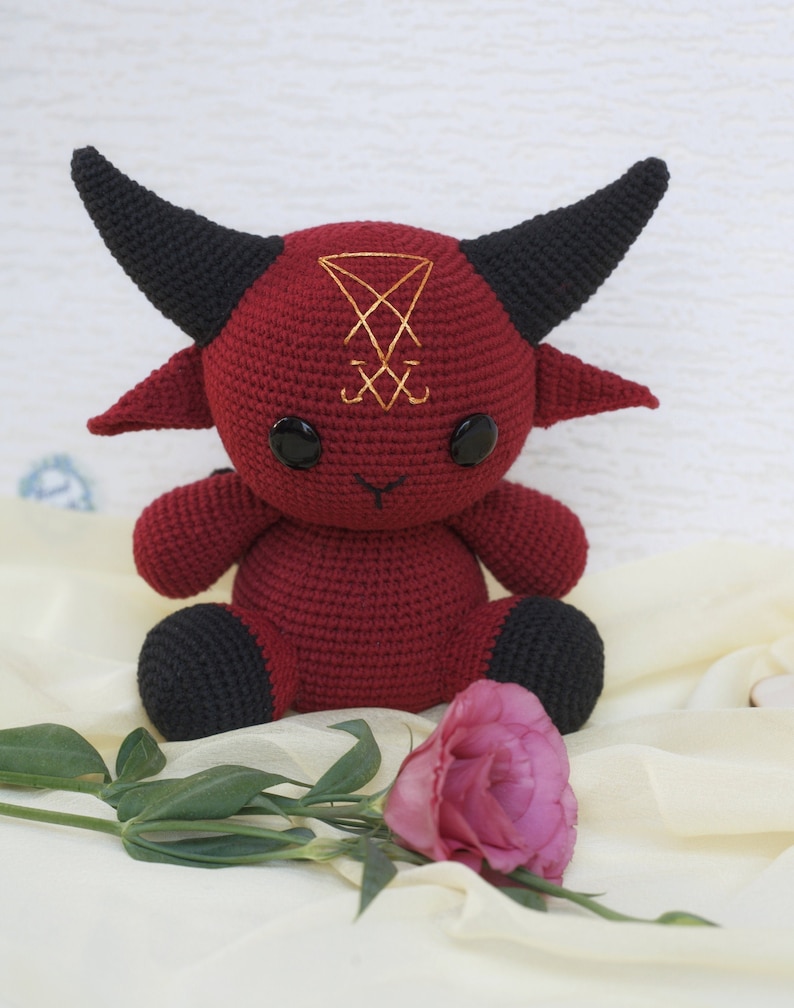 Crochet Baphomet doll, Halloween amigurumi, Horror gifts 