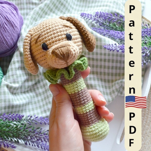 Crochet rattle pattern, Puppy rattle pattern, Easy Crochet Pattern, Baby rattle pattern