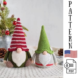 Gnome crochet pattern, Gnome ornament, Amigurumi pattern, PDF crochet pattern, Holiday gnome