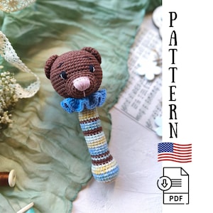 Bear rattle pattern, Newborn toy pattern