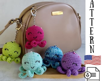 Octopus keychain, No sew crochet pattern