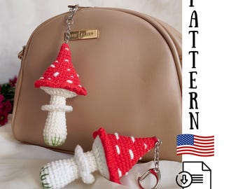 Keychain crochet pattern, No Sew mushroom toy