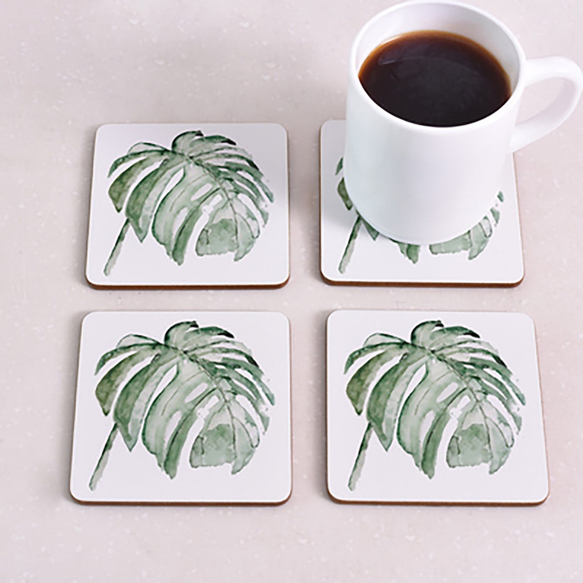 Simple Coaster Set Plant Coasters Square Coasters Plant Etsy