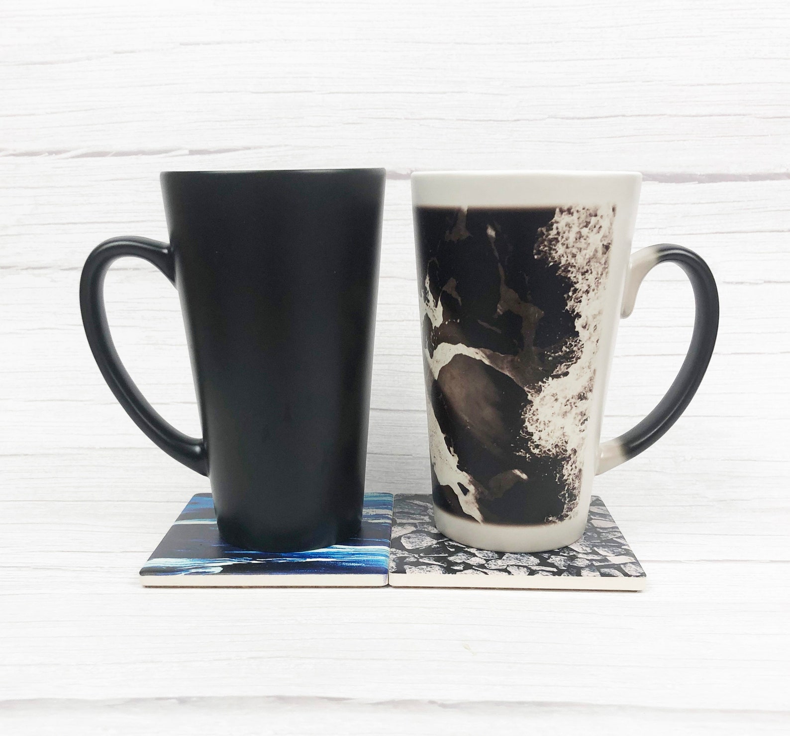 Tall Coffee Mug Set Color Changing Tall Cute Coffee Mug Etsy