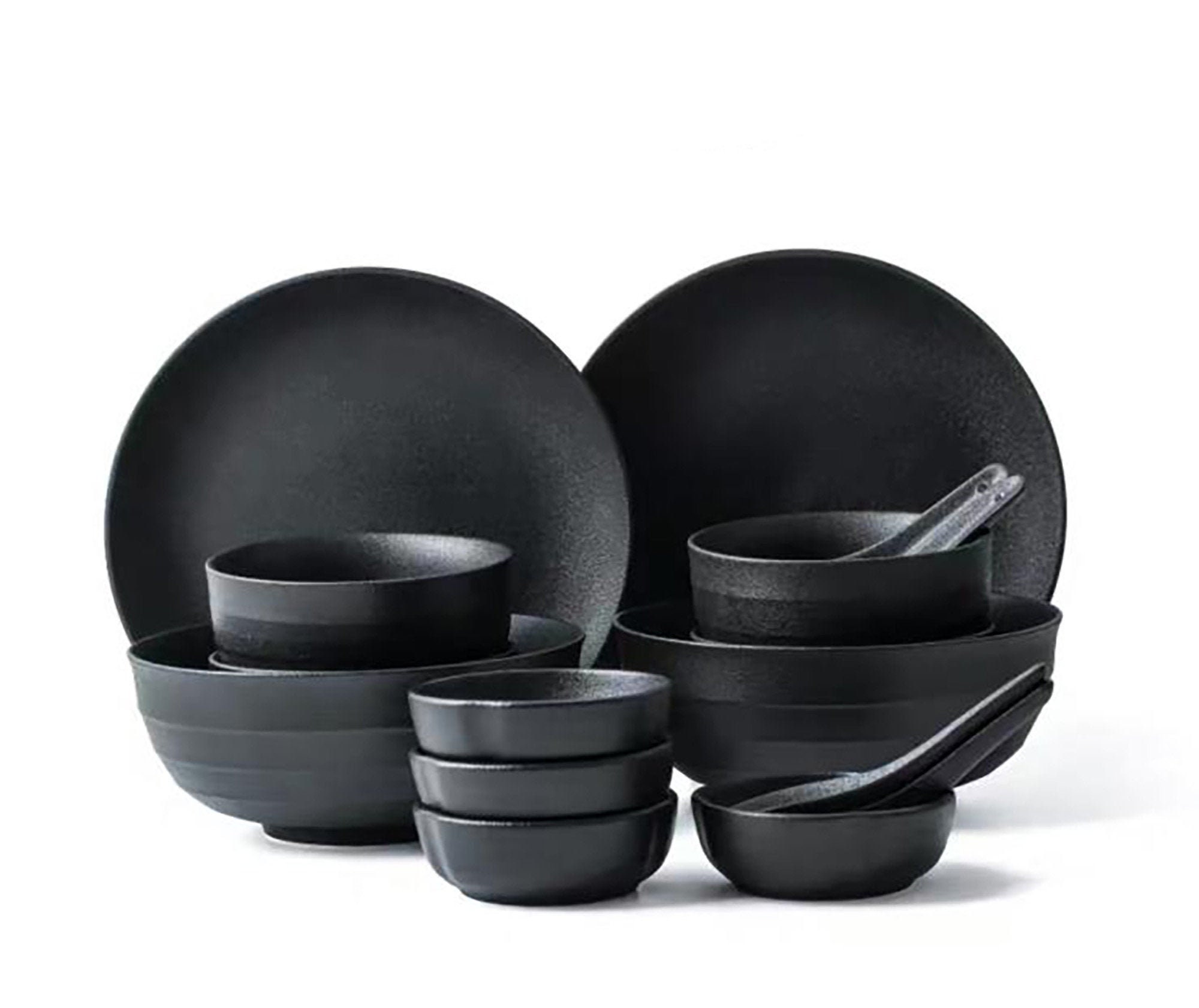 Pure Black Dishes Set Elegant Tableware Pottery Dish Set Etsy