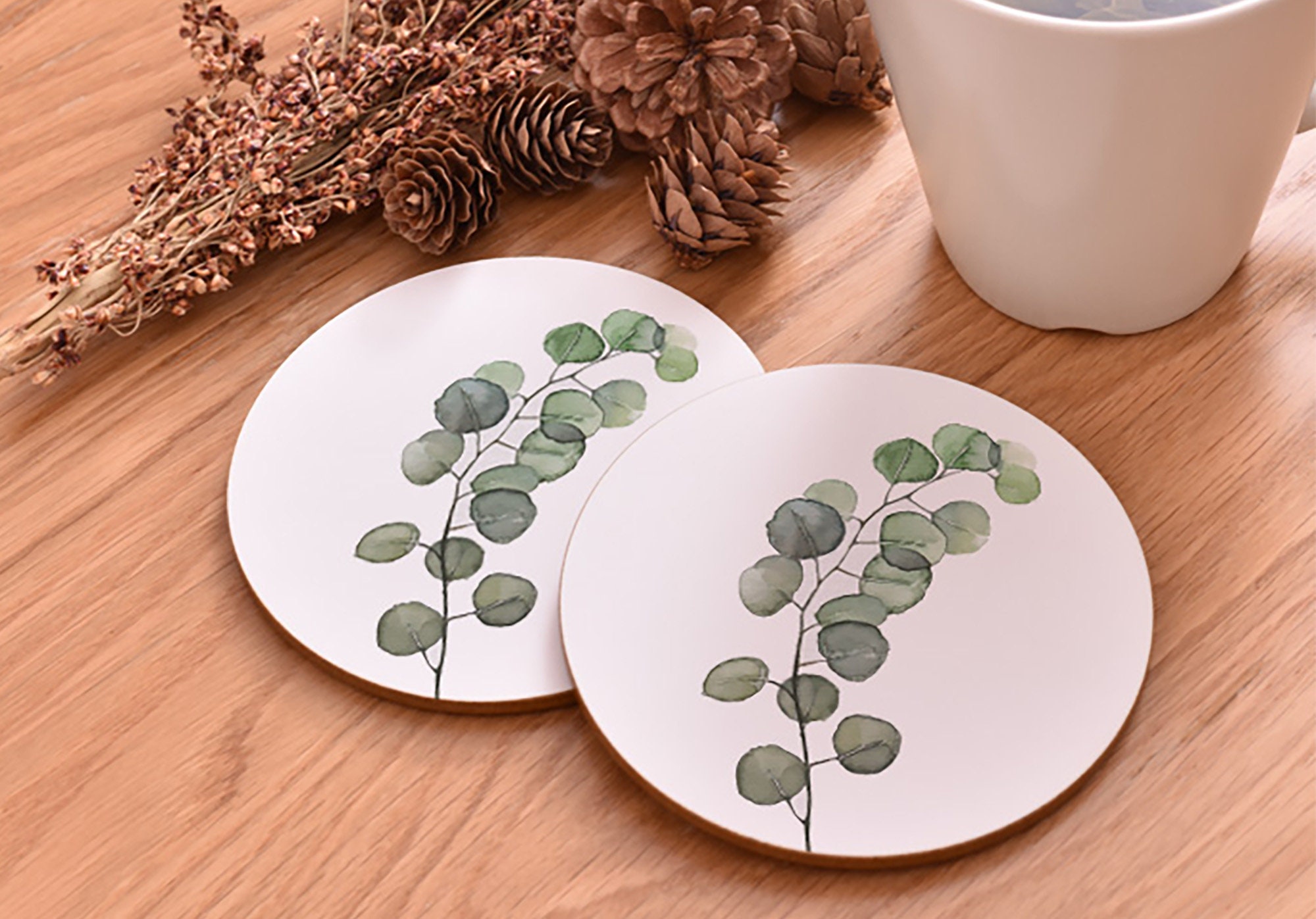 Simple Coaster Set Plant Coasters Round Coasters Plant Etsy