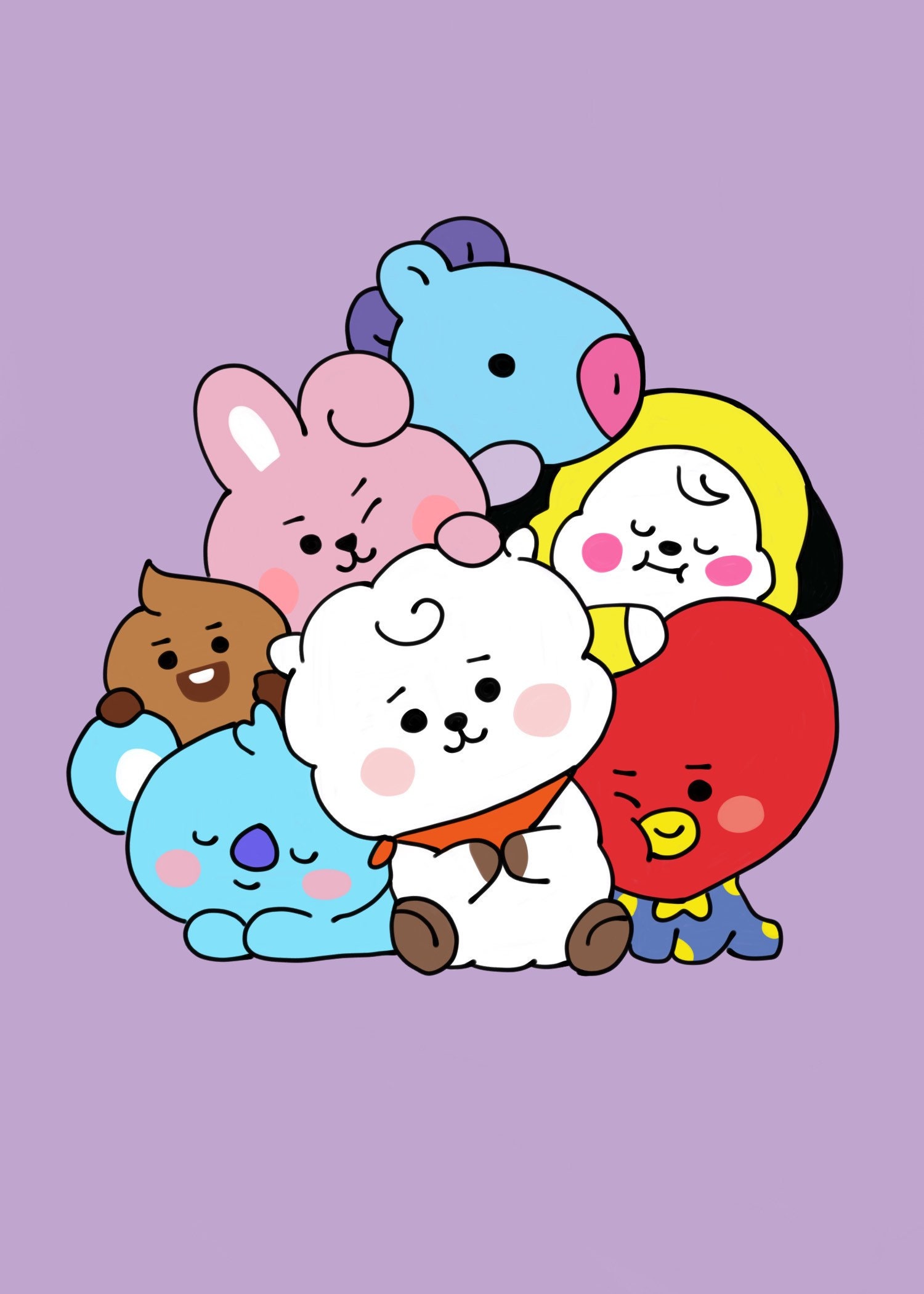 BTS/BT21 Member and Character Prints | Etsy