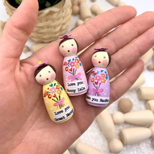 Personalised Gift for Grandmother, Mothers Day Gift for Granny, Peg Doll Decor for Mum, Grandma Present,  Unique Mother's Day Gift for Nanny