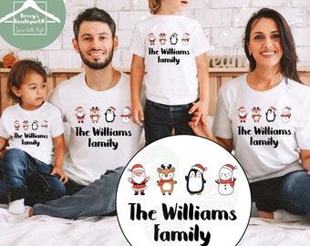 Matching Family Personalised Christmas T-shirts Christmas Festive Top Xmas Rudolf Mummy Daddy Brother Sister Uncle Nanny Grandad Cousin 1