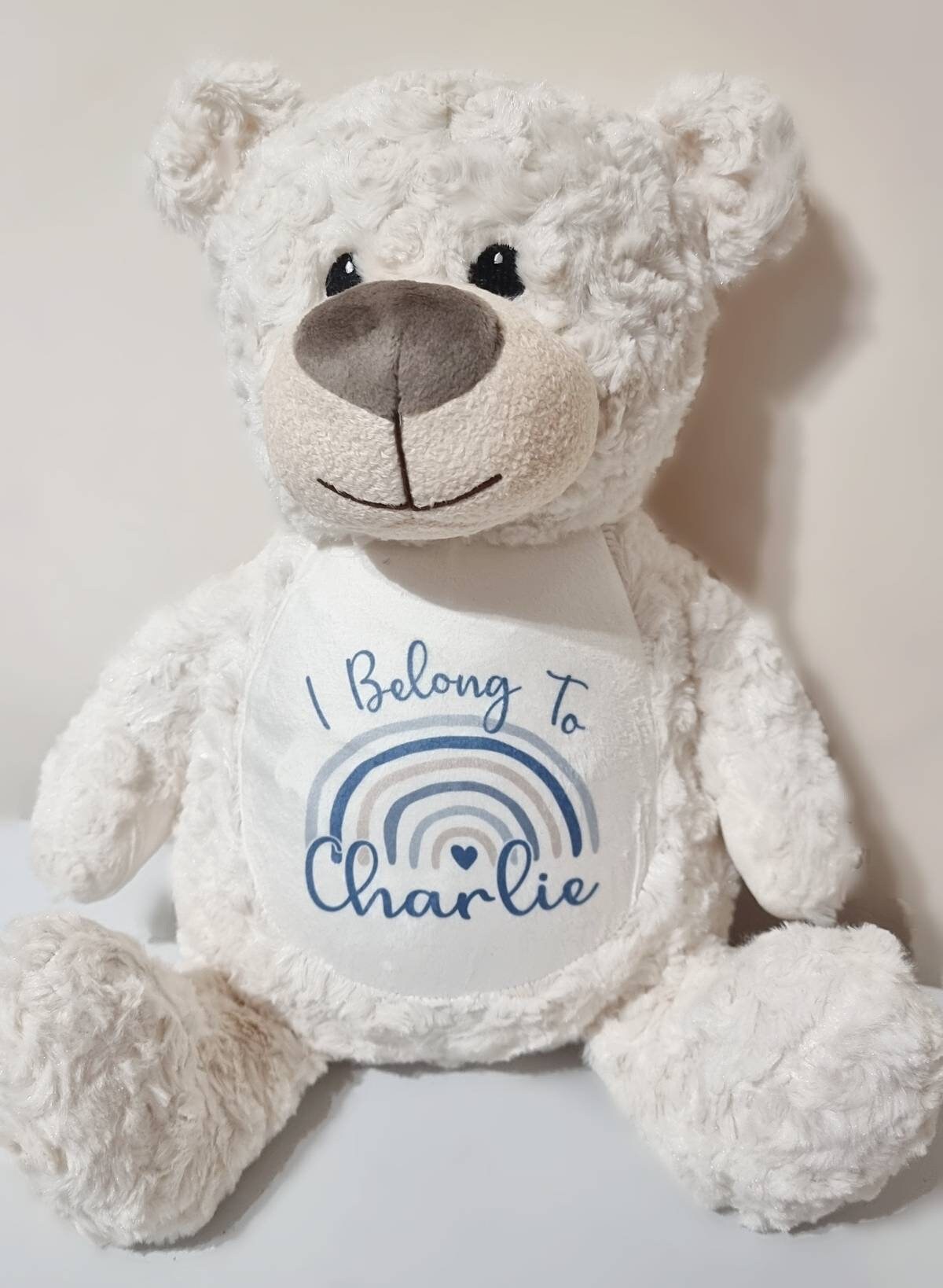 Personalised Name Teddy Bear Boho Rainbow Pastel Pink Blue Boy - Etsy UK